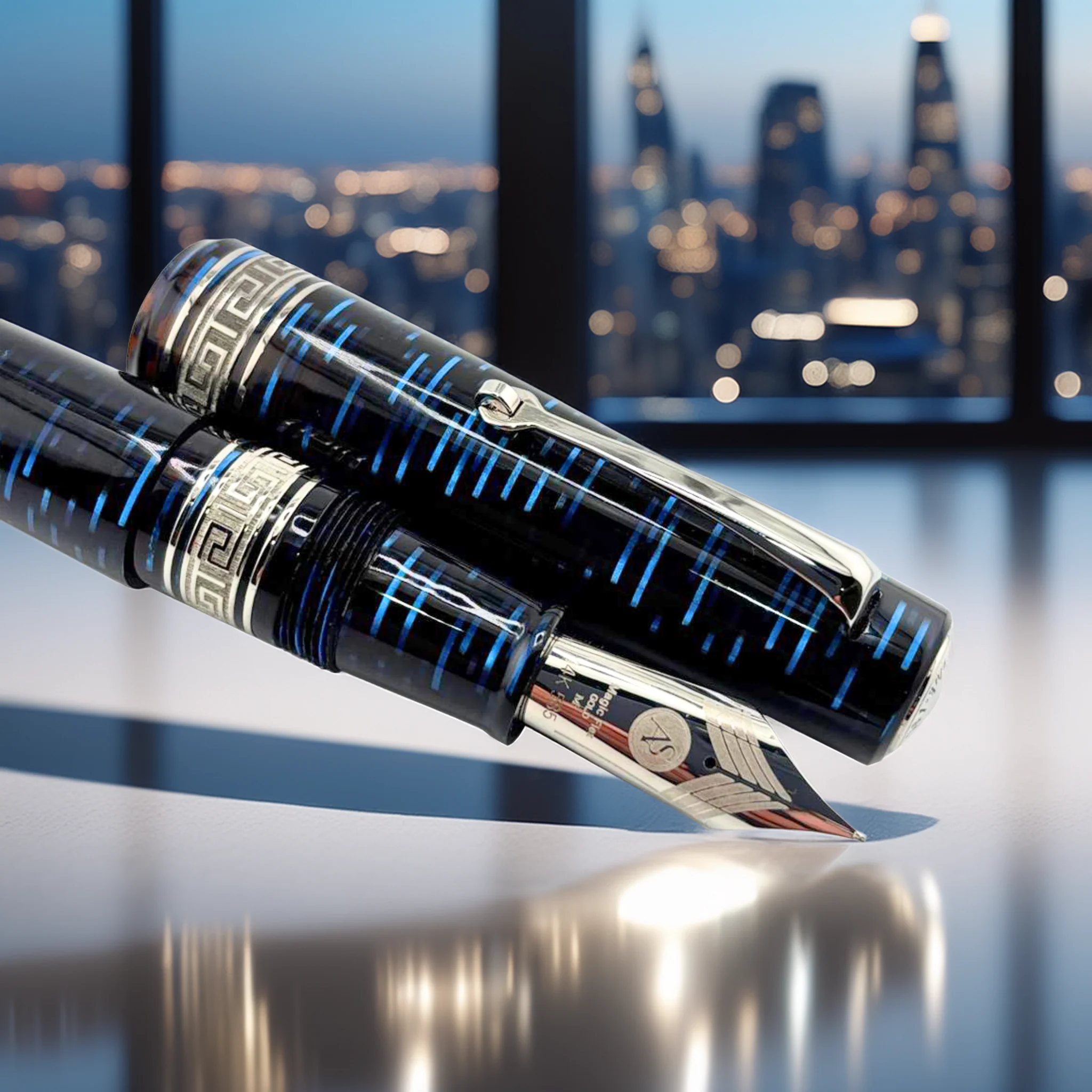ASC Bologna Extra Blue "Wall Street" Skyscraper LE - Fountain Pen - Image 12
