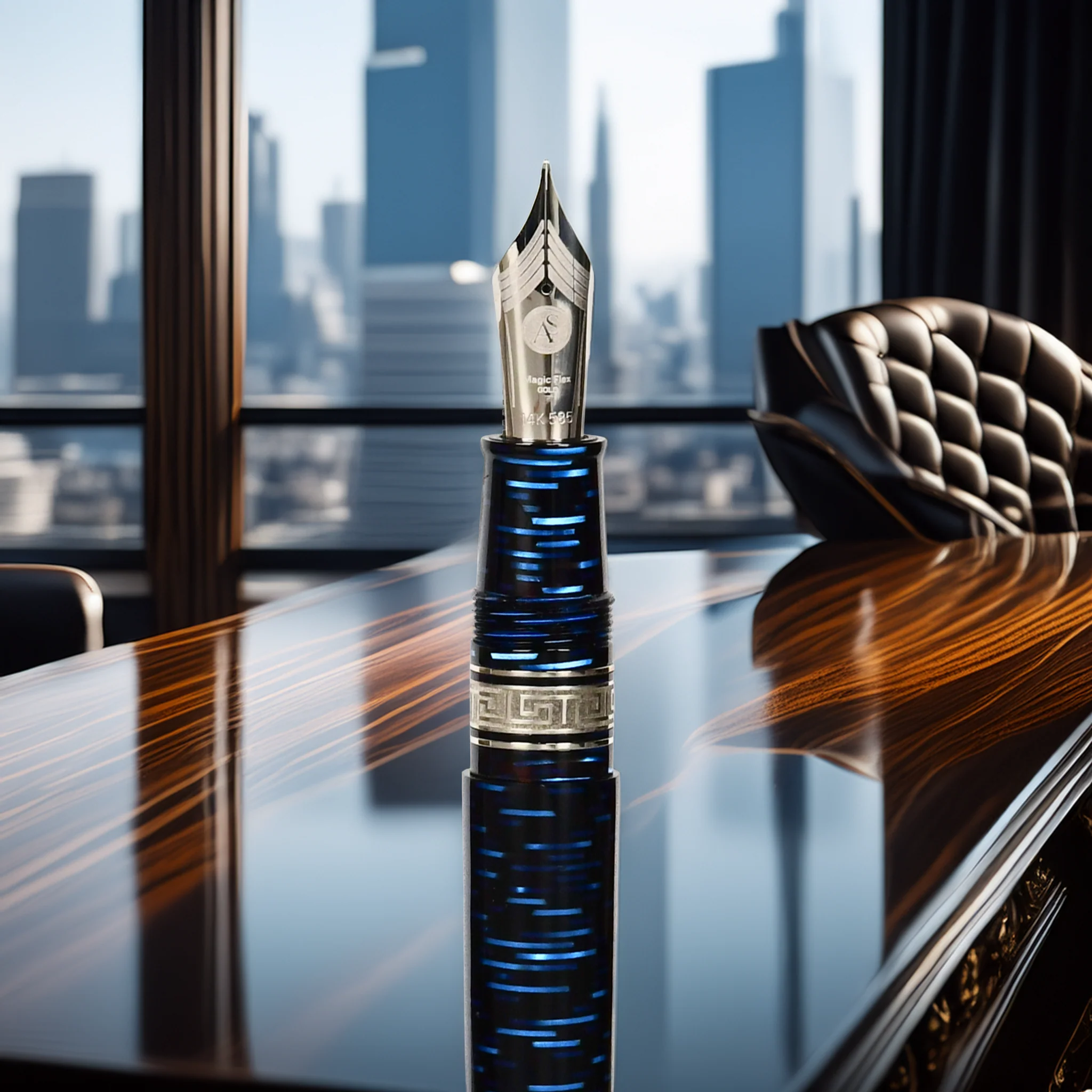 ASC Bologna Extra Blue "Wall Street" Skyscraper LE - Fountain Pen - Image 8