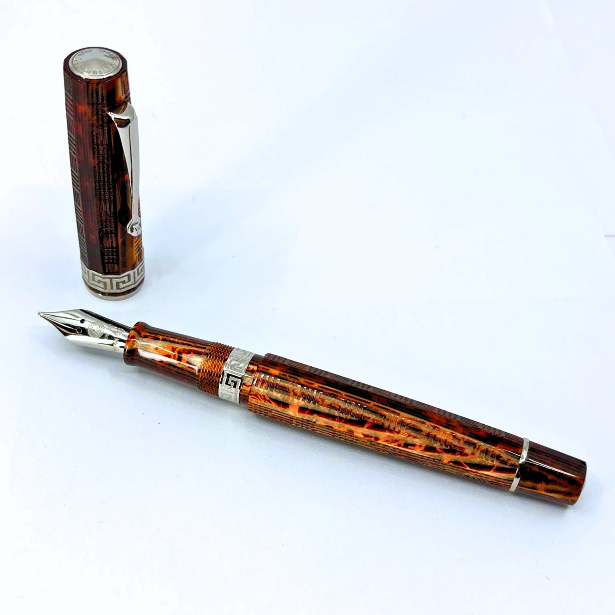 ASC Gladiator Medio Bespoke 2025 Arco Bronze Guilloche Rhodium Trim - Fountain Pen - Image 13