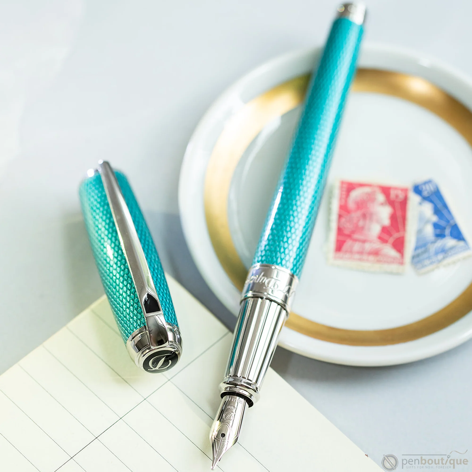 S.T. Dupont Line D Large Diamond Guilloché Aquamarine - Image 6