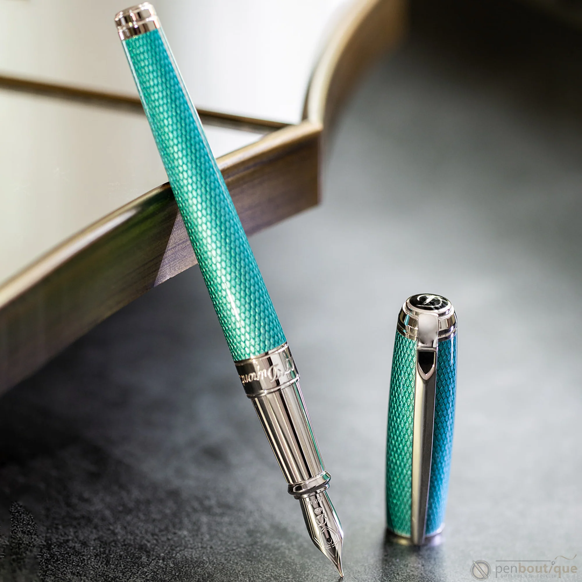 S.T. Dupont Line D Large Diamond Guilloché Aquamarine - Image 7