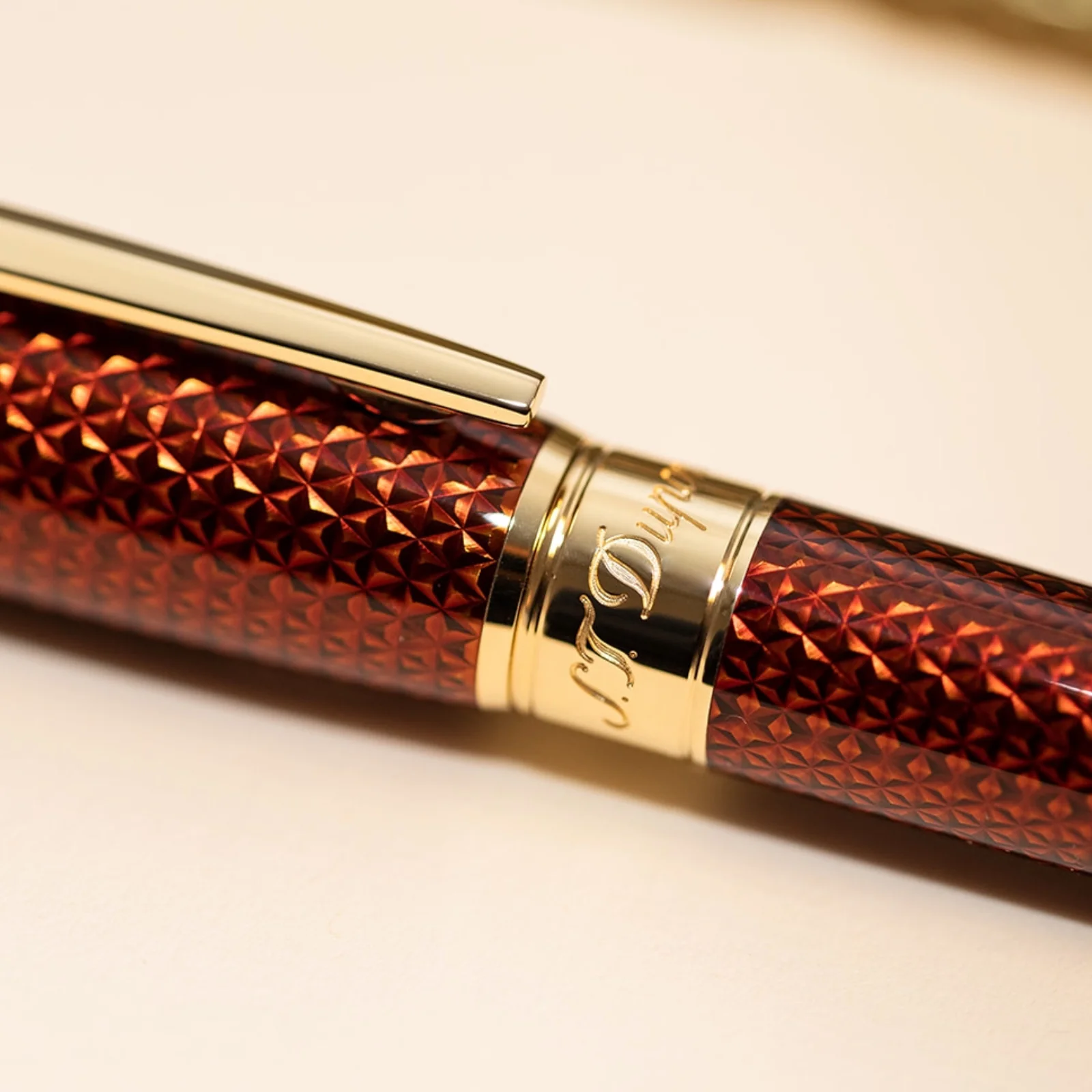 S.T. Dupont Line D Large Firehead Guilloché Amber - Image 8